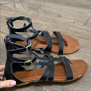 Black and Brown Gladiator Sandals